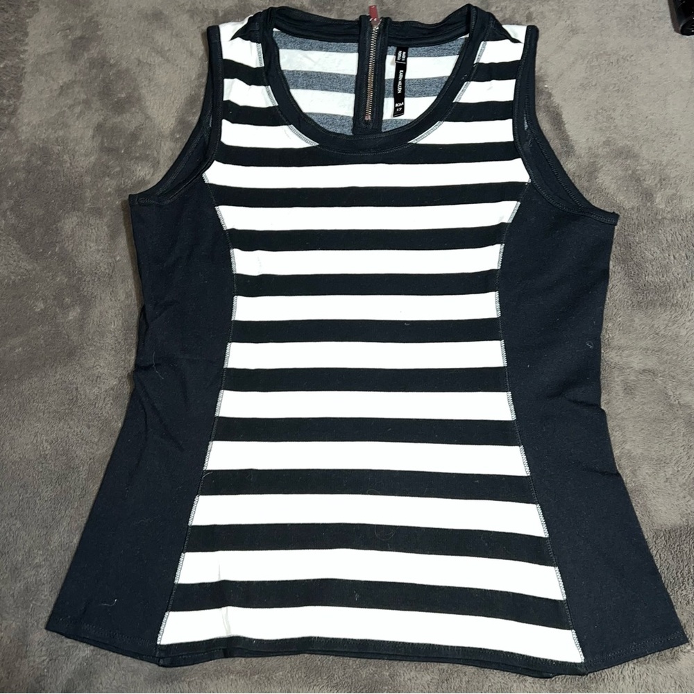 Karen Millen Black and White Fitted Sleeveless Tank Top